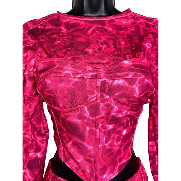 New Small Retro Corset Sweater Grandma Cut out Tie Dye Drop Shoulder - Picture 3 of 4